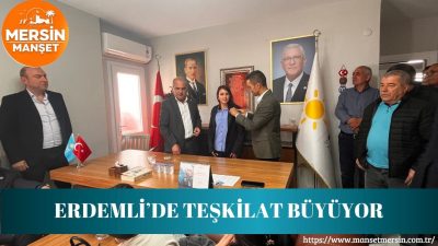 Erdemli’de düzenlenen törende yeni üyelere rozet takılırken, teşkilatın büyüdüğü ve